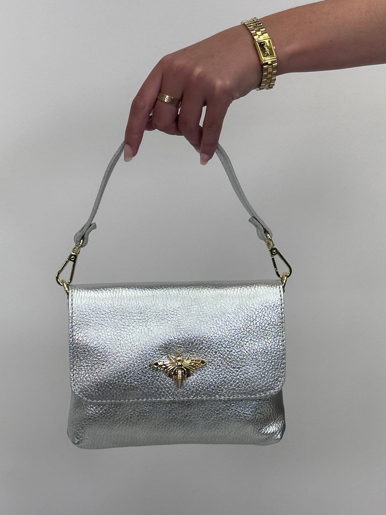 Bethany Shoulder Bag Silver, Daytime Bag by German Fuentes | LIT Boutique