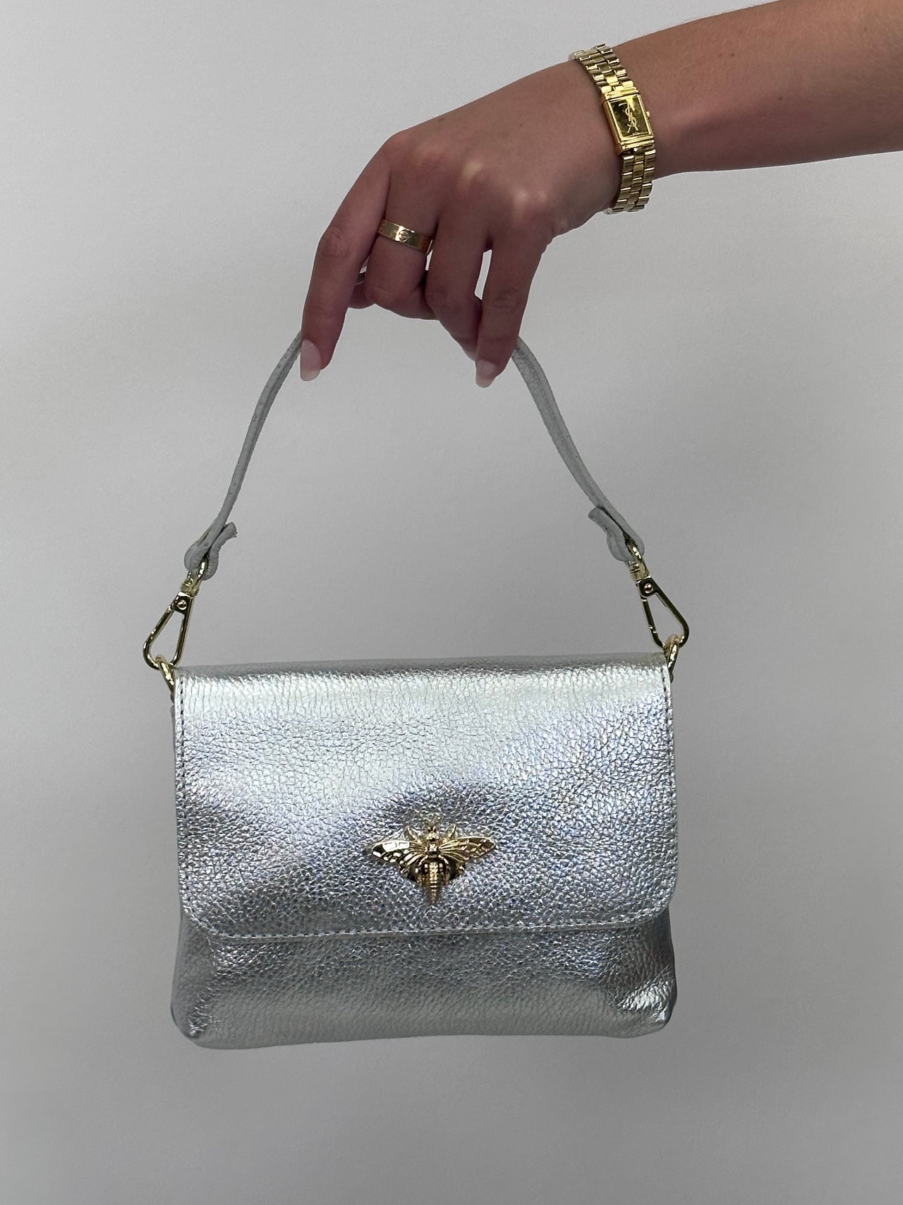 Bethany Shoulder Bag Silver, Daytime Bag by German Fuentes | LIT Boutique