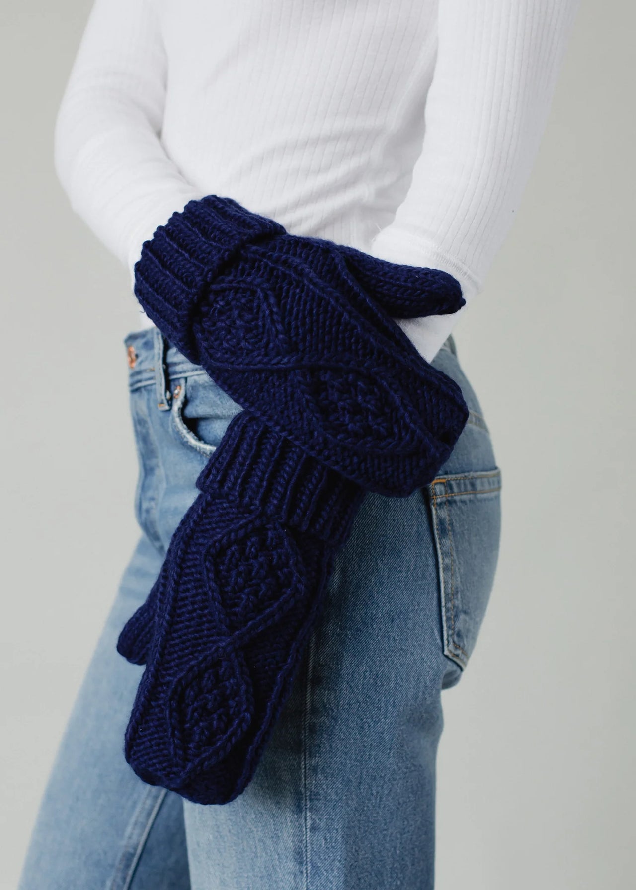 Cable Knit Mittens Navy, Gloves Acc by Panache | LIT Boutique