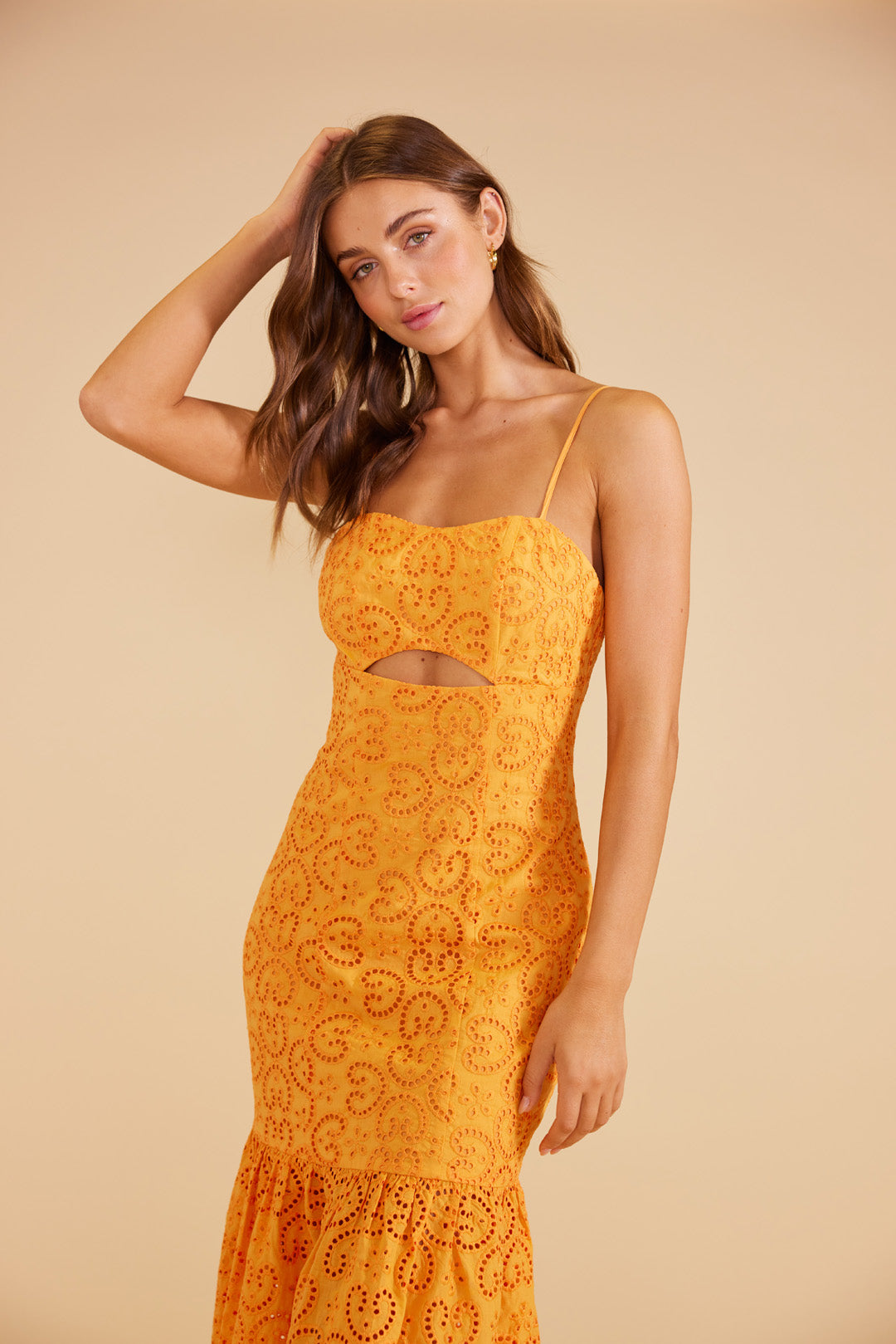 Huxton Midi Dress Orange, Midi Dress by Mink Pink | LIT Boutique