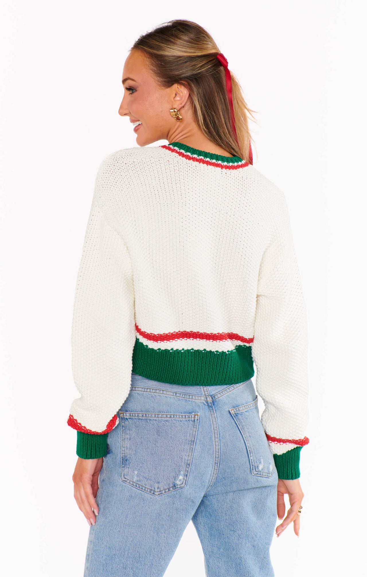 Only One Sweater Festive Stripe Knit White, Sweater by Show Me Your MuMu | LIT Boutique