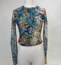 Thumbnail for Miranda Mesh Graphic Top, Long Blouse by Bailey Rose | LIT Boutique