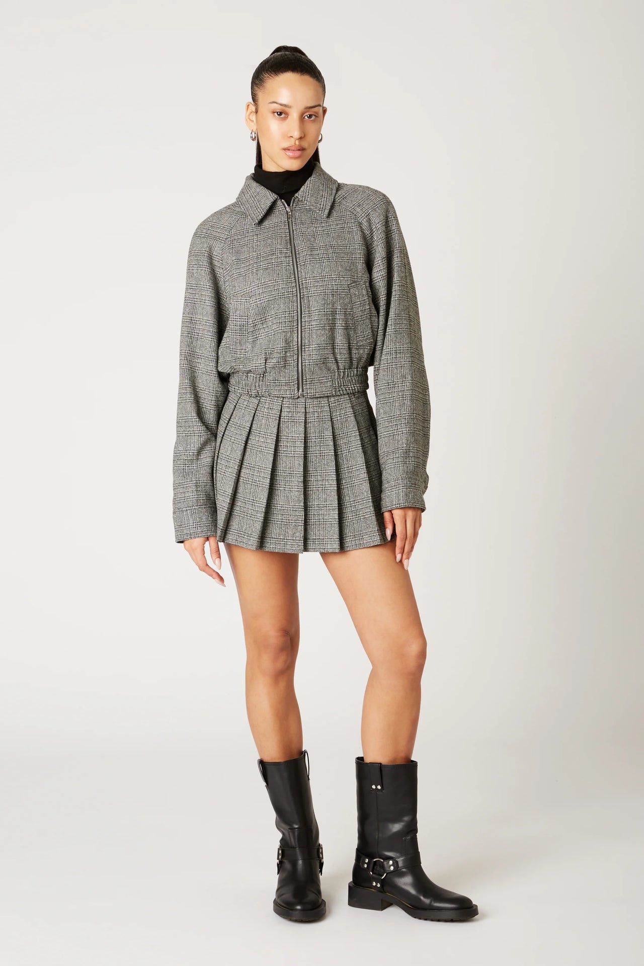 Daniel Bomber Jacket Gray Plaid, Coat Jacket by NIA | LIT Boutique