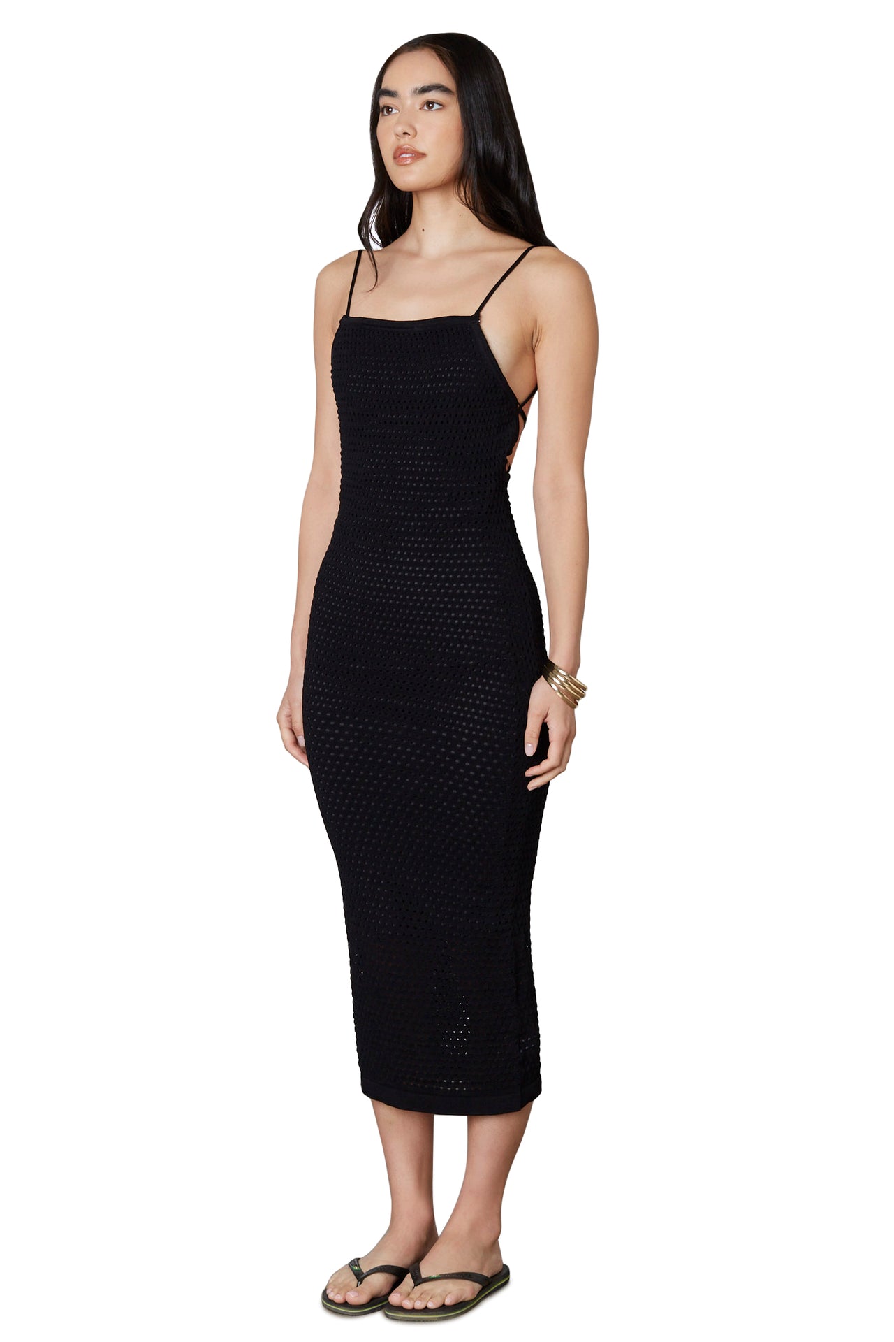 Open Back Knit Dress Black, Midi Dress by NIA | LIT Boutique