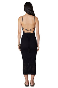 Thumbnail for Open Back Knit Dress Black, Midi Dress by NIA | LIT Boutique