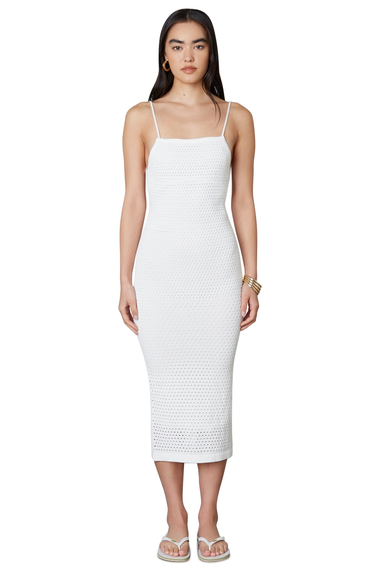 Open Back Knit Dress White, Midi Dress by NIA | LIT Boutique