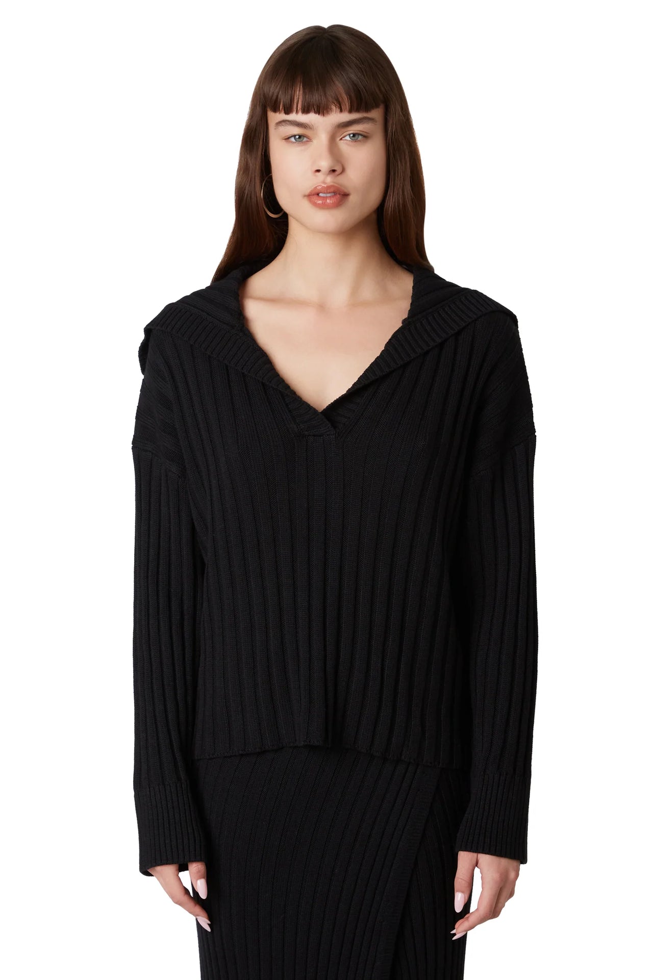 Farah V Neck Black Sweater, Sweater by NIA | LIT Boutique