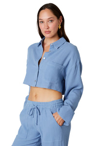 Thumbnail for Austin Shirt Stone Blue, Long Blouse by NIA | LIT Boutique