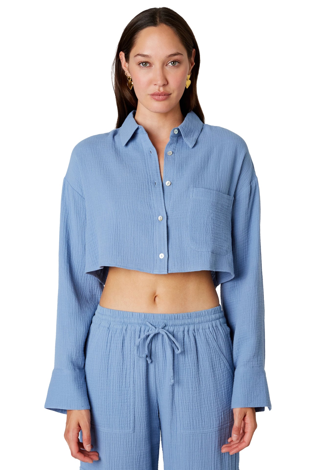 Austin Shirt Stone Blue, Long Blouse by NIA | LIT Boutique