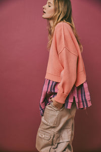 Thumbnail for Easy Street Crop Pullover Crew Neck Guava Juice, Sweater by Free People | LIT Boutique