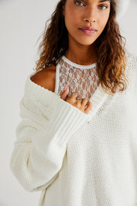 Thumbnail for Alli V Neck Optic White, Sweater by Free People | LIT Boutique