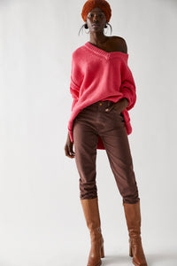Thumbnail for Alli V Neck Strawberry Spritz, Sweater by Free People | LIT Boutique