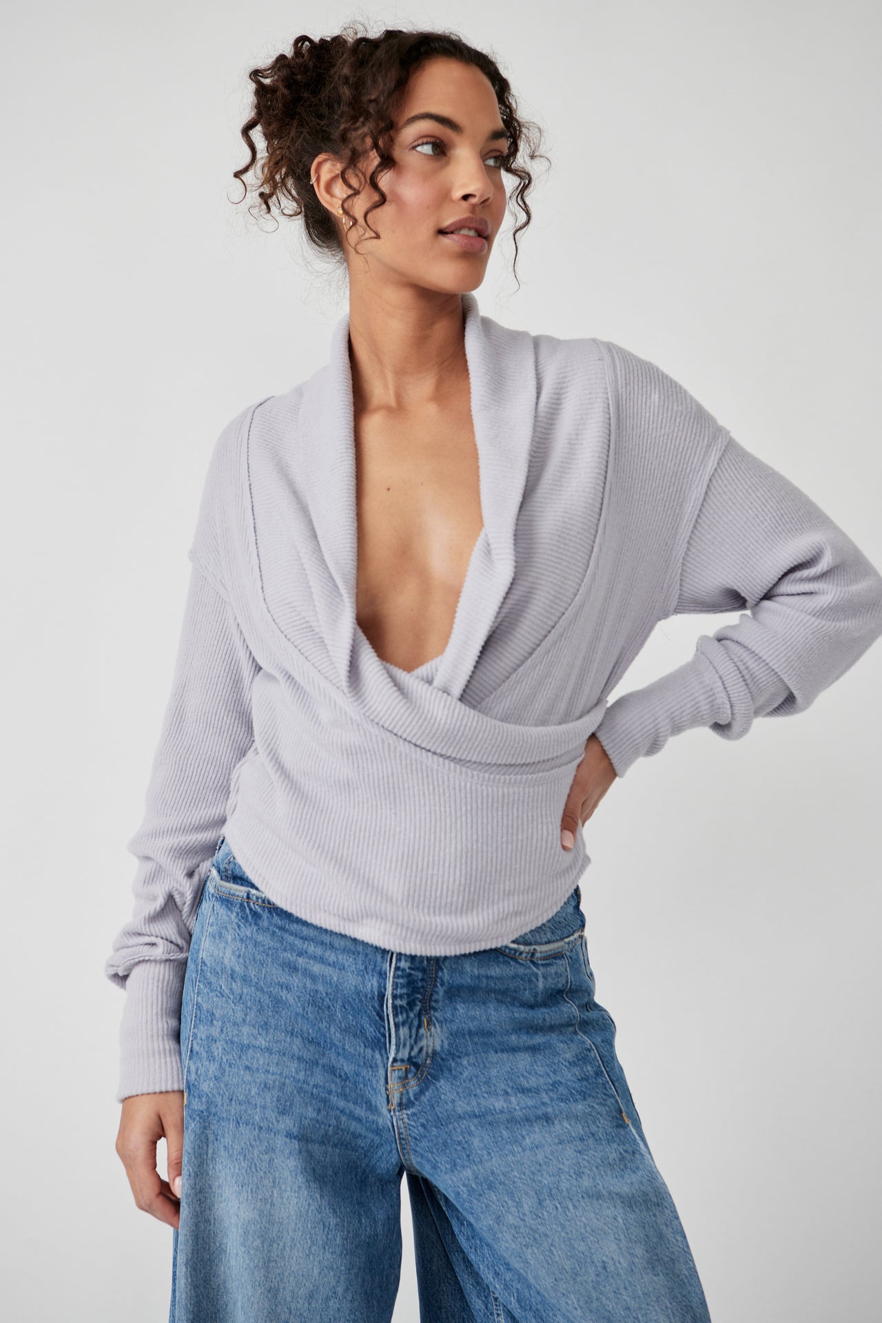 Hold Me Close Chambray Sky, Sweater by Free People | LIT Boutique