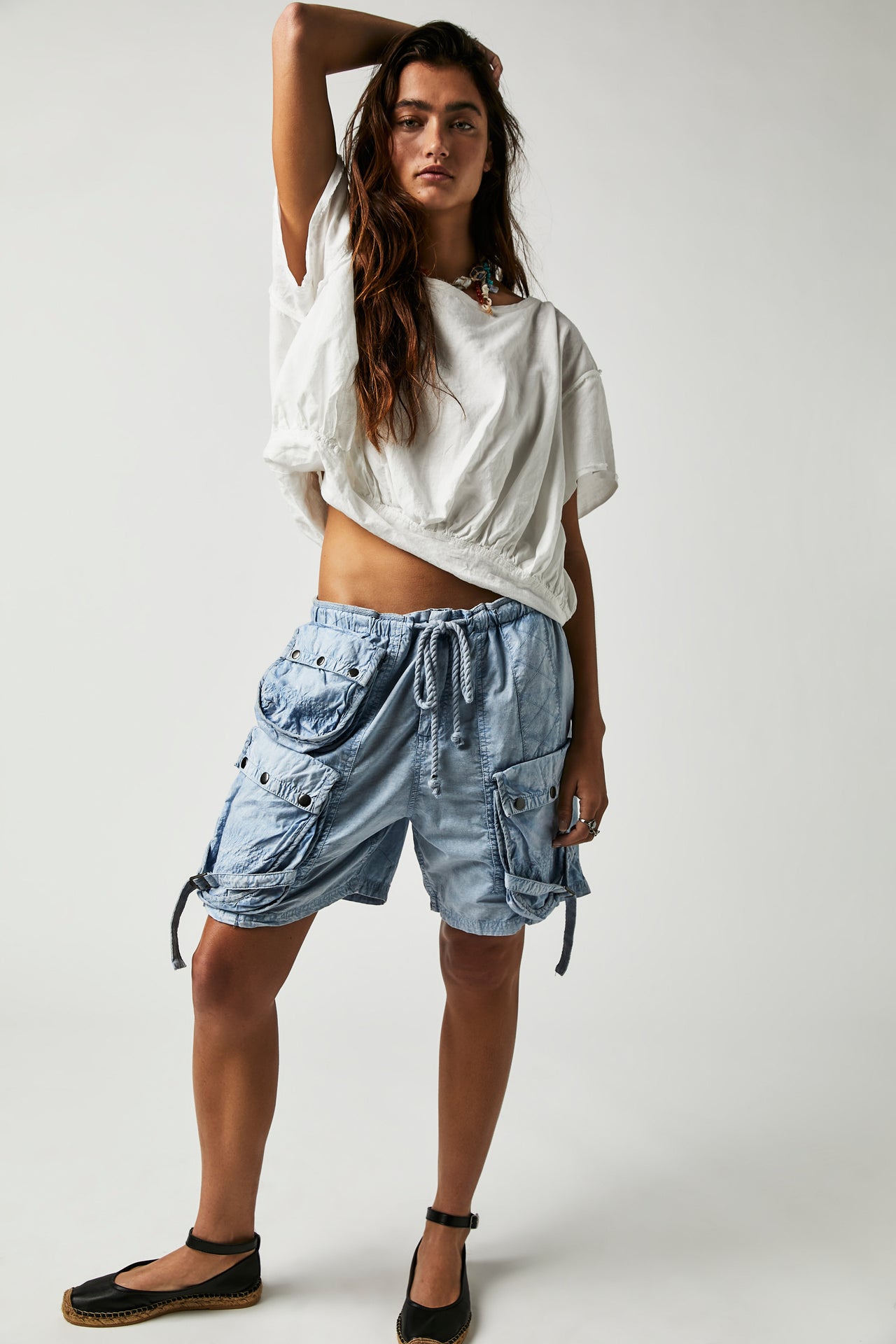 Wild Bay Parachute Short Blue, Fabric Shorts by Free People | LIT Boutique