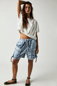 Thumbnail for Wild Bay Parachute Short Blue, Fabric Shorts by Free People | LIT Boutique