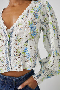 Thumbnail for Blossom Eyelet Top, Long Blouse by Free People | LIT Boutique