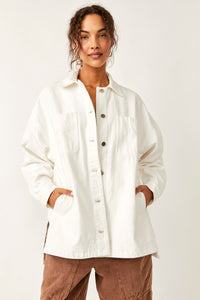 Thumbnail for Madison City Twill Jacket Optic White, Coat Jacket by Free People | LIT Boutique
