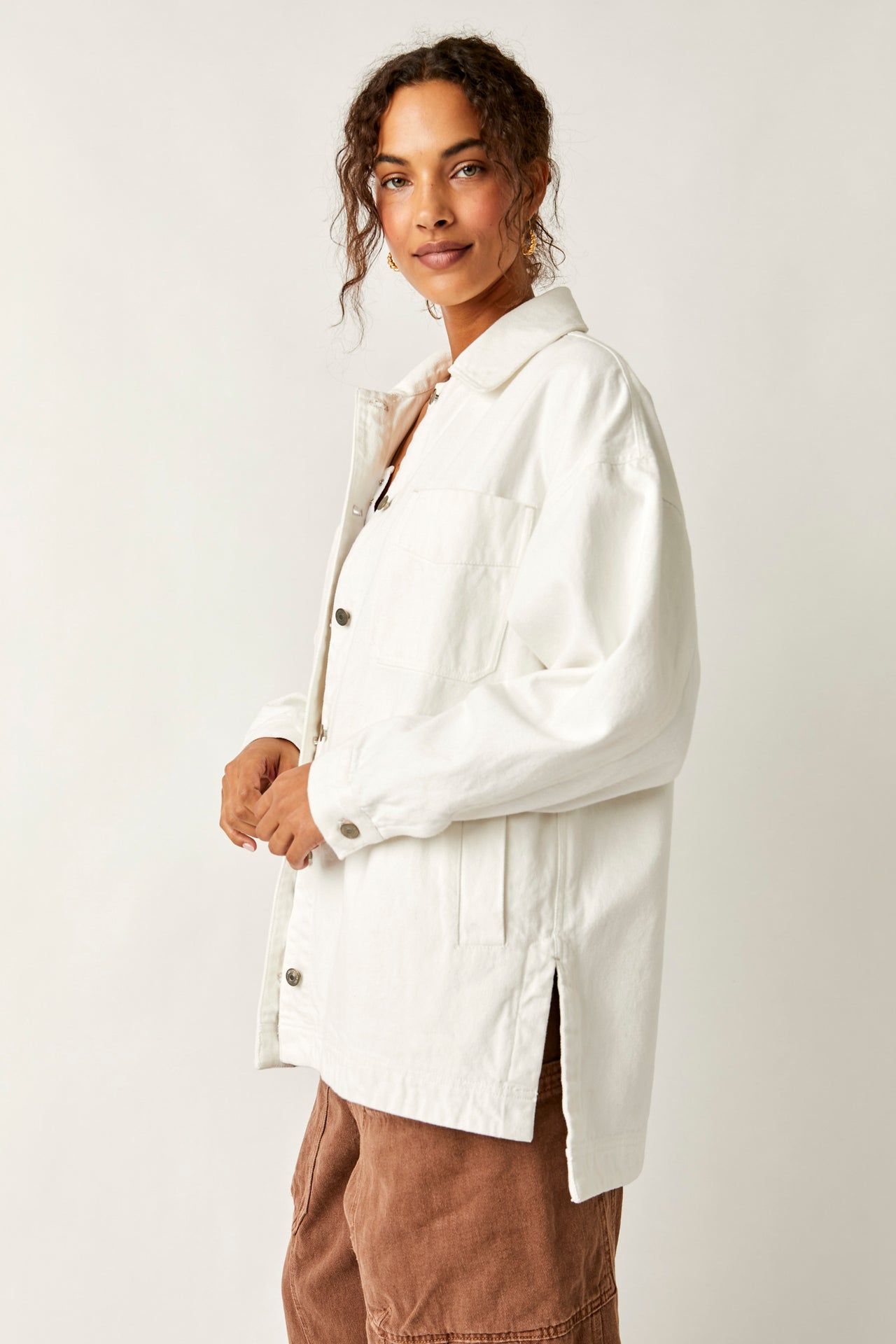 Madison City Twill Jacket Optic White, Coat Jacket by Free People | LIT Boutique