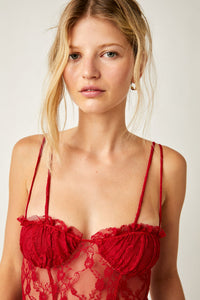 Thumbnail for If You Dare Bodysuit Cranberry, Bodysuit Blouse by Free People | LIT Boutique