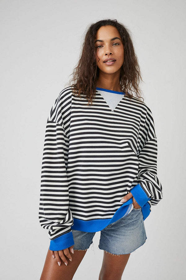 Classic Striped Crew Black Combo, Sweater by Free People | LIT Boutique