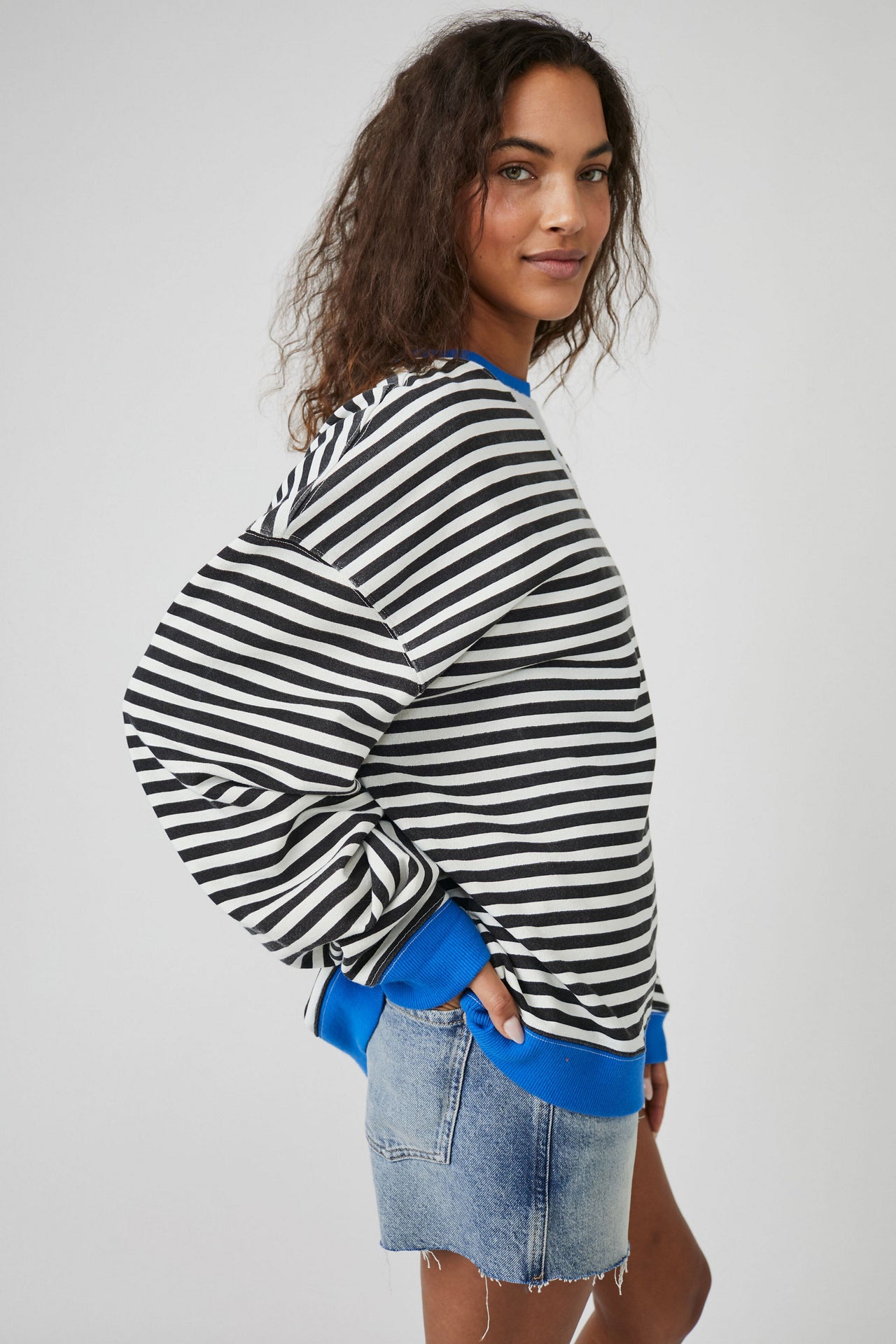 Classic Striped Crew Black Combo, Sweater by Free People | LIT Boutique