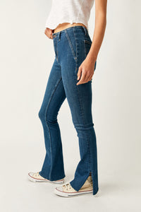 Thumbnail for Level Up Slit Bootcut Country Blue Wash, Bootcut Denim by Free People | LIT Boutique