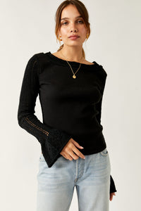 Thumbnail for Cuffing Season Long Sleeve Top Black, Long Blouse by Free People | LIT Boutique