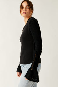 Thumbnail for Cuffing Season Long Sleeve Top Black, Long Blouse by Free People | LIT Boutique