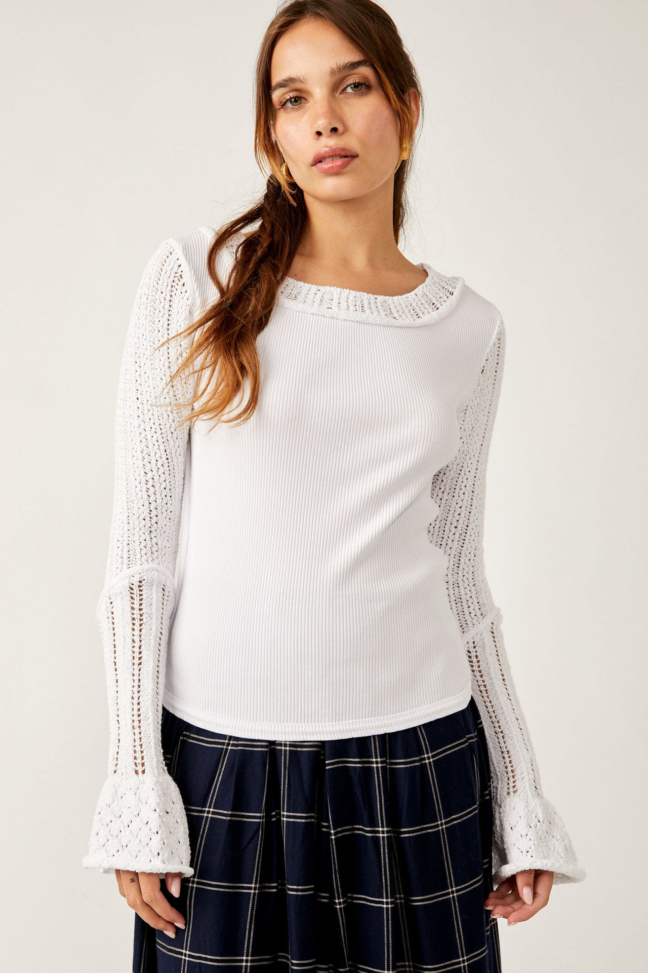 Cuffing Season Long Sleeve Top Ivory, Long Blouse by Free People | LIT Boutique