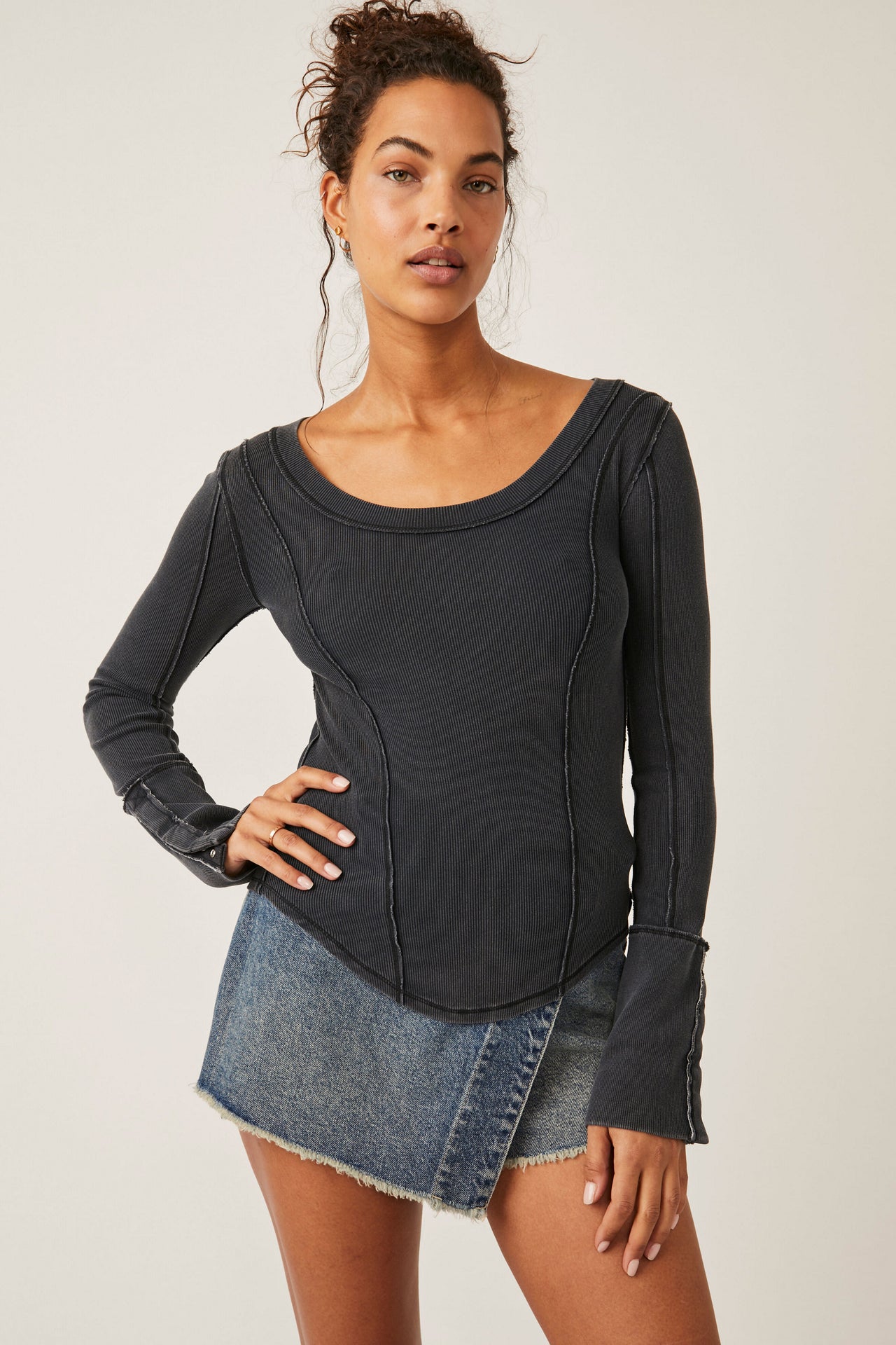 Stuck On You Cuff Black, Long Tee by Free People | LIT Boutique