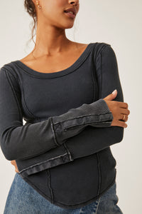 Thumbnail for Stuck On You Cuff Black, Long Tee by Free People | LIT Boutique