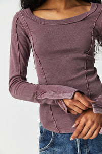 Thumbnail for Stuck On You Cuff Hickory, Long Tee by Free People | LIT Boutique