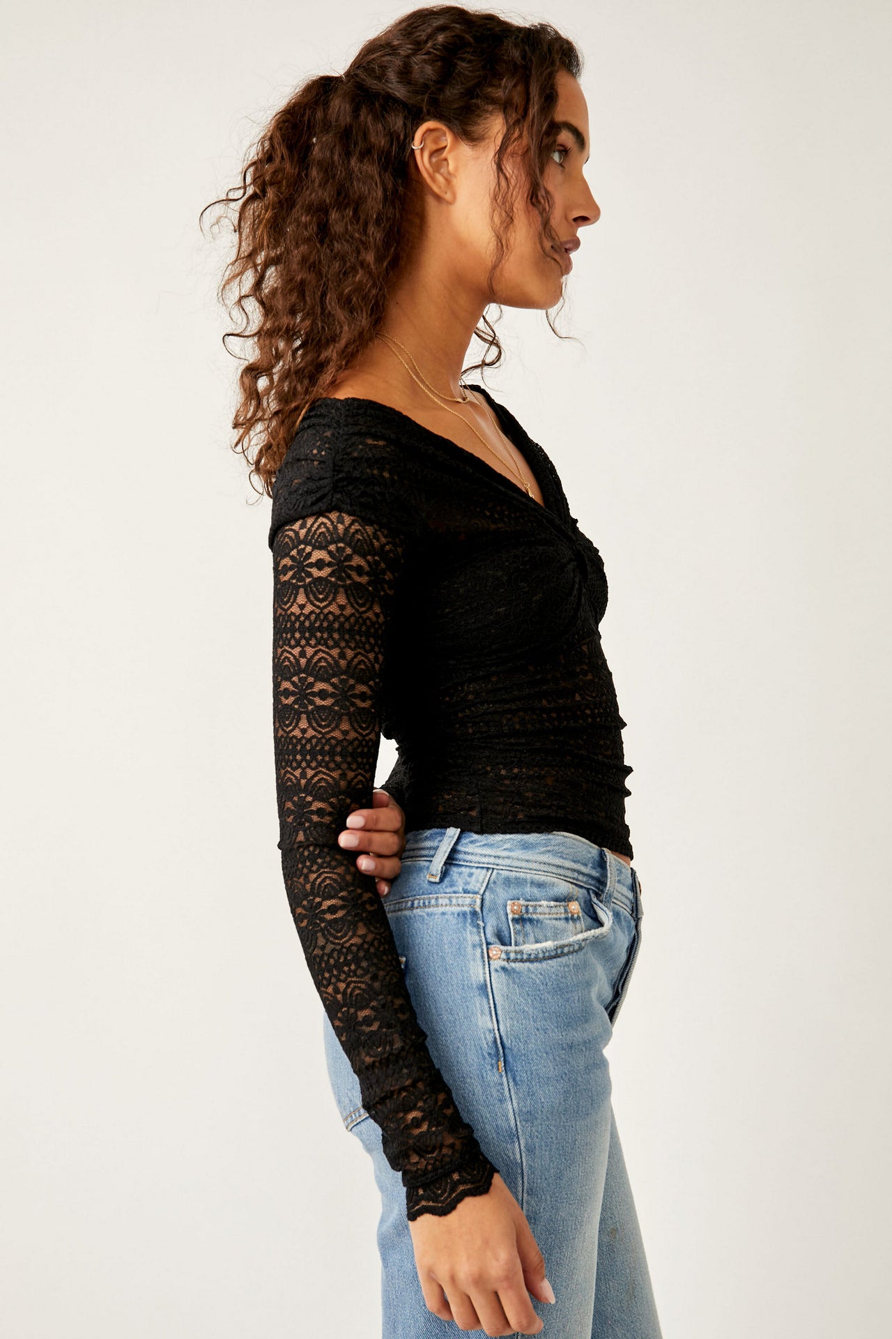 Hold Me Closer Top Black, Long Blouse by Free People | LIT Boutique