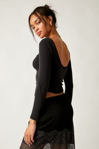 Thumbnail for Long Run Layering Top Black, Long Tee by Free People | LIT Boutique