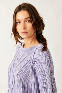 Thumbnail for Frankie Cable Sweater Heavenly Lavender, Sweater by Free People | LIT Boutique
