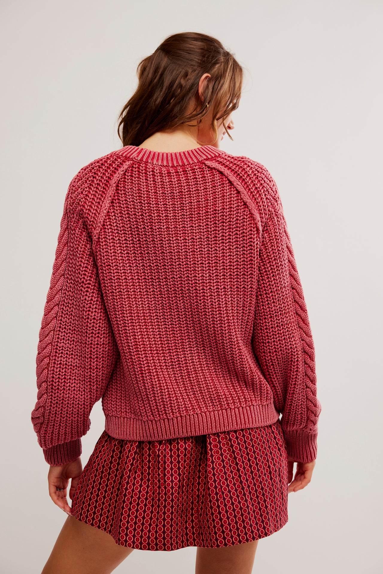 Frankie Cable Sweater Cherry, Sweater by Free People | LIT Boutique