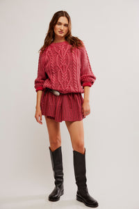 Thumbnail for Frankie Cable Sweater Cherry, Sweater by Free People | LIT Boutique