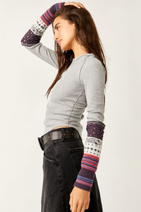 Thumbnail for Cozy Craft Cuff Top Heather Grey, Long Tee by Free People | LIT Boutique