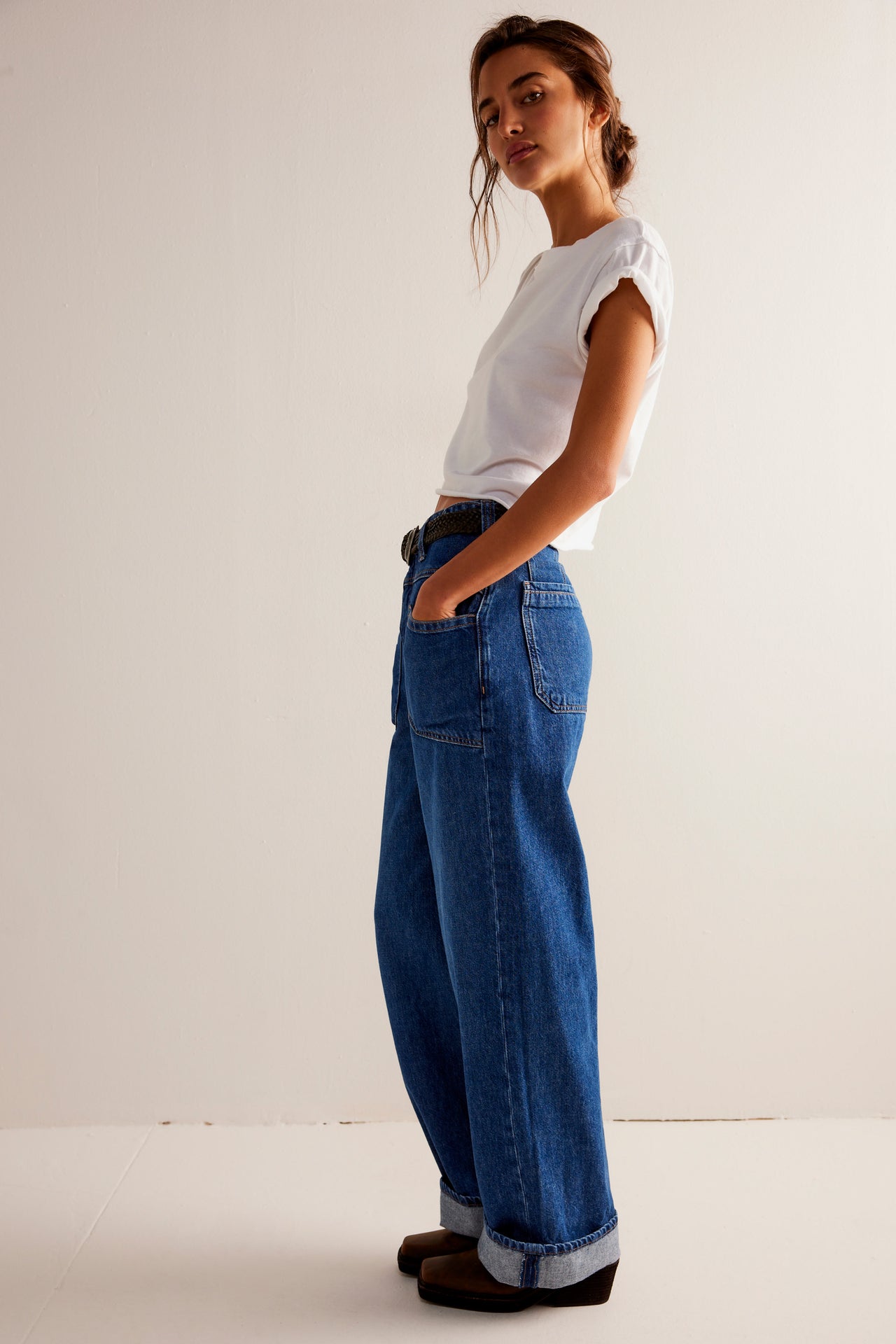 Palmer Cuffed Jean Tunnel Vision, Boyfriend Denim by Free People | LIT Boutique