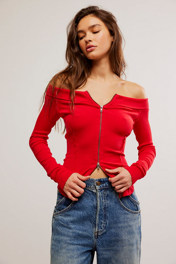 Eye Candy Tee Rusted Red, Long Blouse by Free People | LIT Boutique