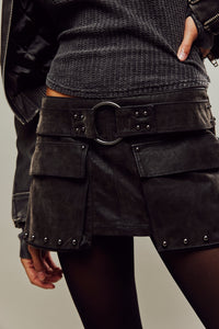 Thumbnail for Suede Micro Mini Skort Black, Mini Skirt by Free People | LIT Boutique