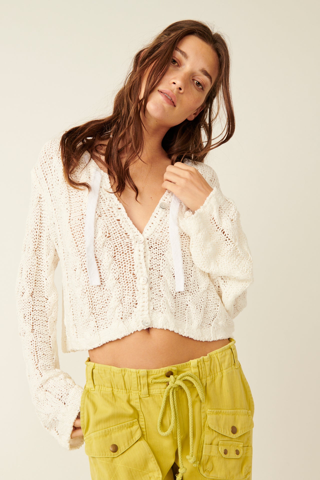 Robyn Cardi Bright White, Cardigan Sweater by Free People | LIT Boutique