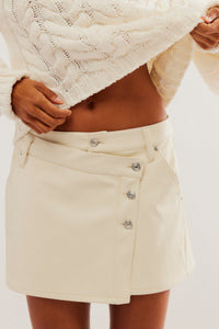 Thumbnail for Wynne Vegan Skirt Bone, Mini Skirt by Free People | LIT Boutique