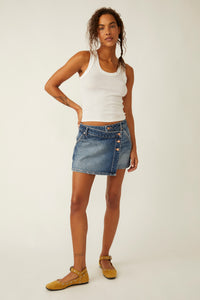 Thumbnail for Wynne Denim Skirt Cornflower, Mini Skirt by Free People | LIT Boutique