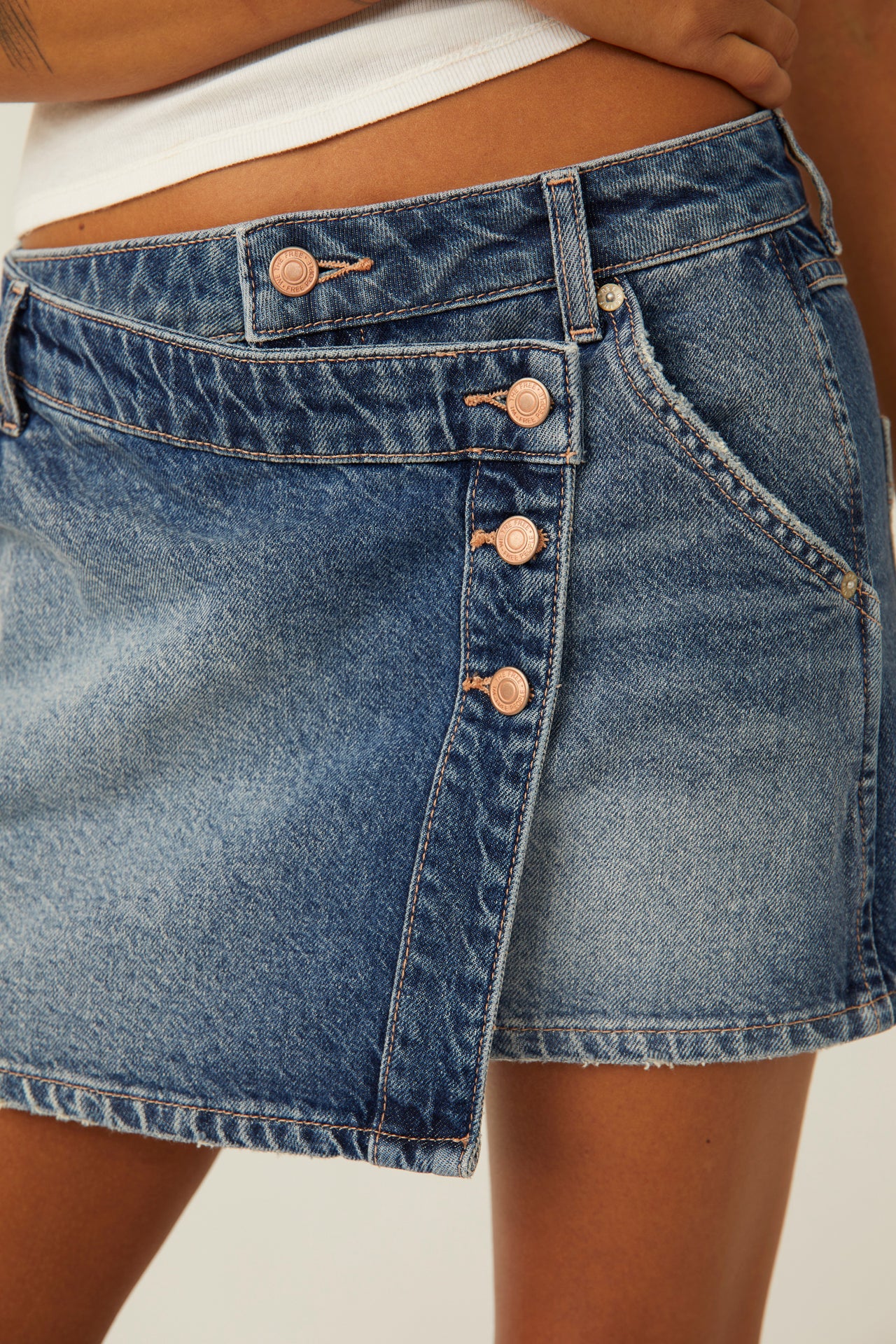 Wynne Denim Skirt Cornflower, Mini Skirt by Free People | LIT Boutique