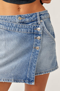 Thumbnail for Wynne Denim Skirt Light Indigo, Mini Skirt by Free People | LIT Boutique