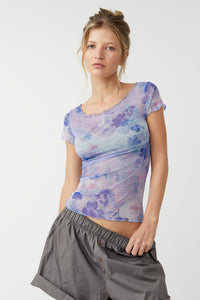 Thumbnail for Printed On The Dot Baby Tee Spring Rain Combo, Short Tee by Free People | LIT Boutique