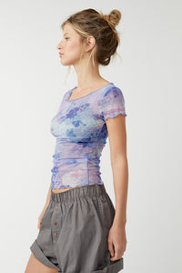 Thumbnail for Printed On The Dot Baby Tee Spring Rain Combo, Short Tee by Free People | LIT Boutique