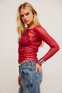 Thumbnail for Most Likely Layering Top Glass Roses, Long Blouse by Free People | LIT Boutique