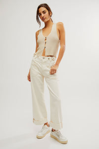 Thumbnail for Palmer Cuffed Jean Eggshell, Flare Denim by Free People | LIT Boutique